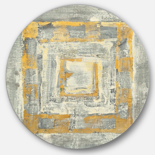 Designart - Gold Glam on Grey Tapestry I - Glam Metal Circle Wall Art